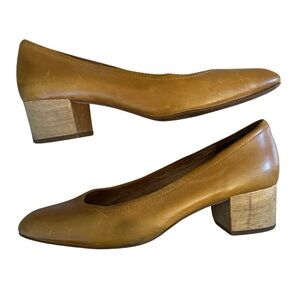 Everlane Tan Leather Block Heel Pumps